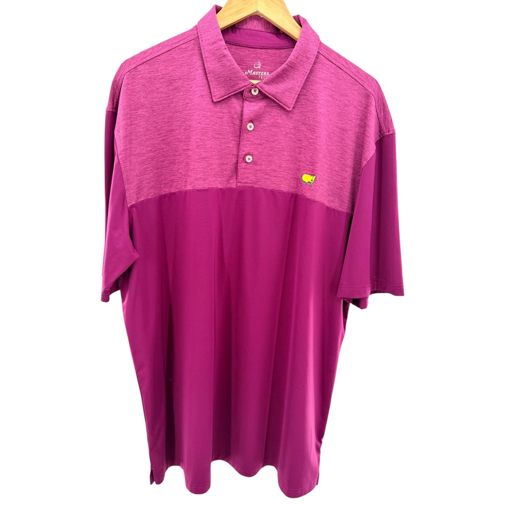 Masters‎ Tech Mens Golf Polo Shirt XL Magenta Colorblock Performance Stretch
